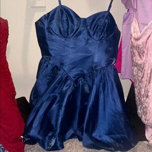 Elegant Blue Megan Maroney Satin Dress